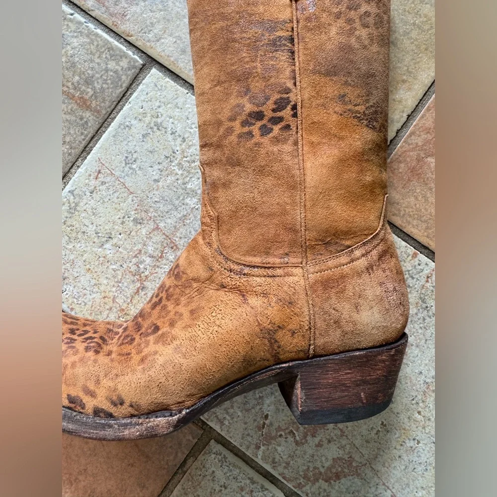 Old Gringo Brown Ocre Leopardito Western Snip Toe Cowgirl Boots For Women’s 7.5B - Picture 10 of 10